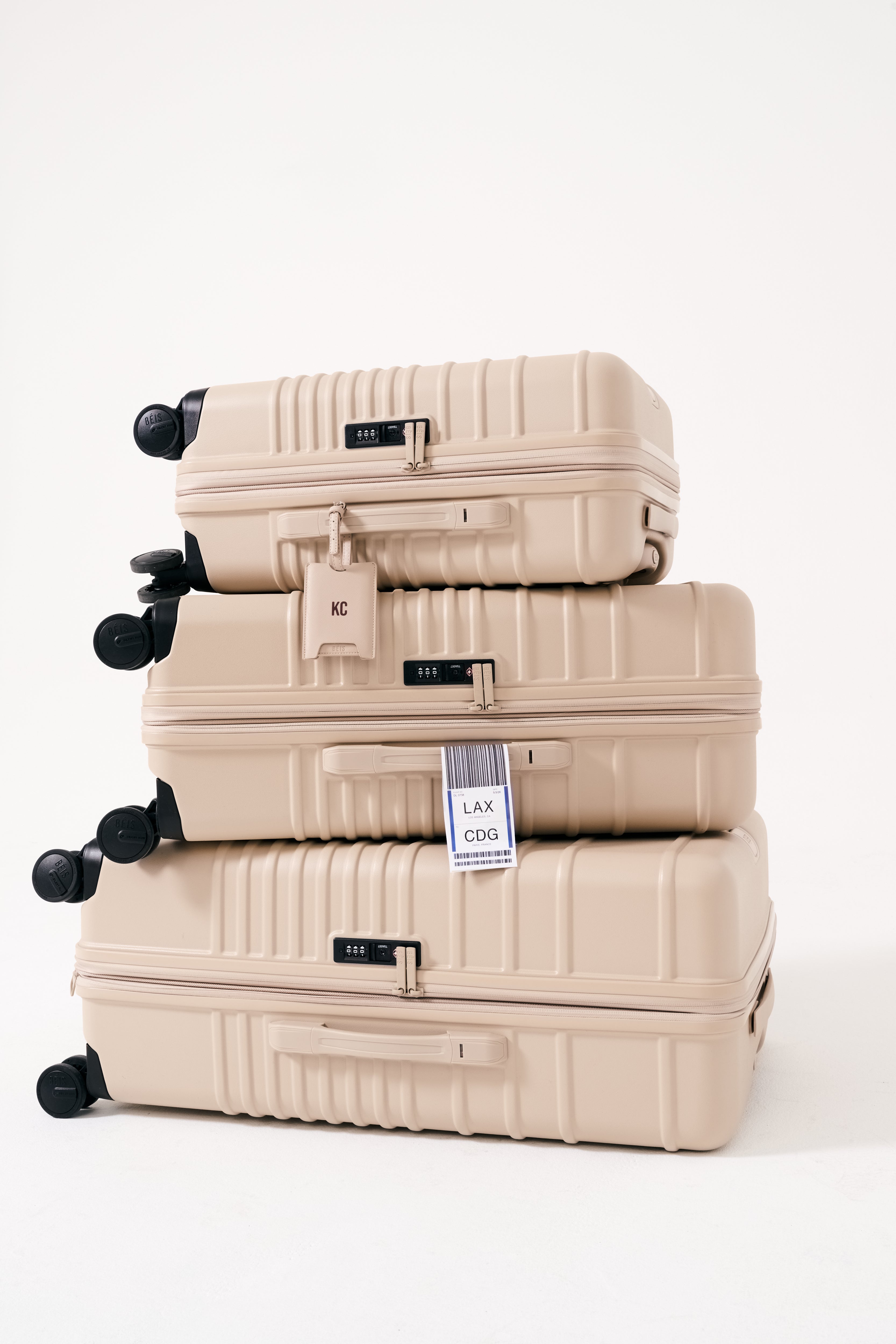 The Large Check-In Roller in Beige