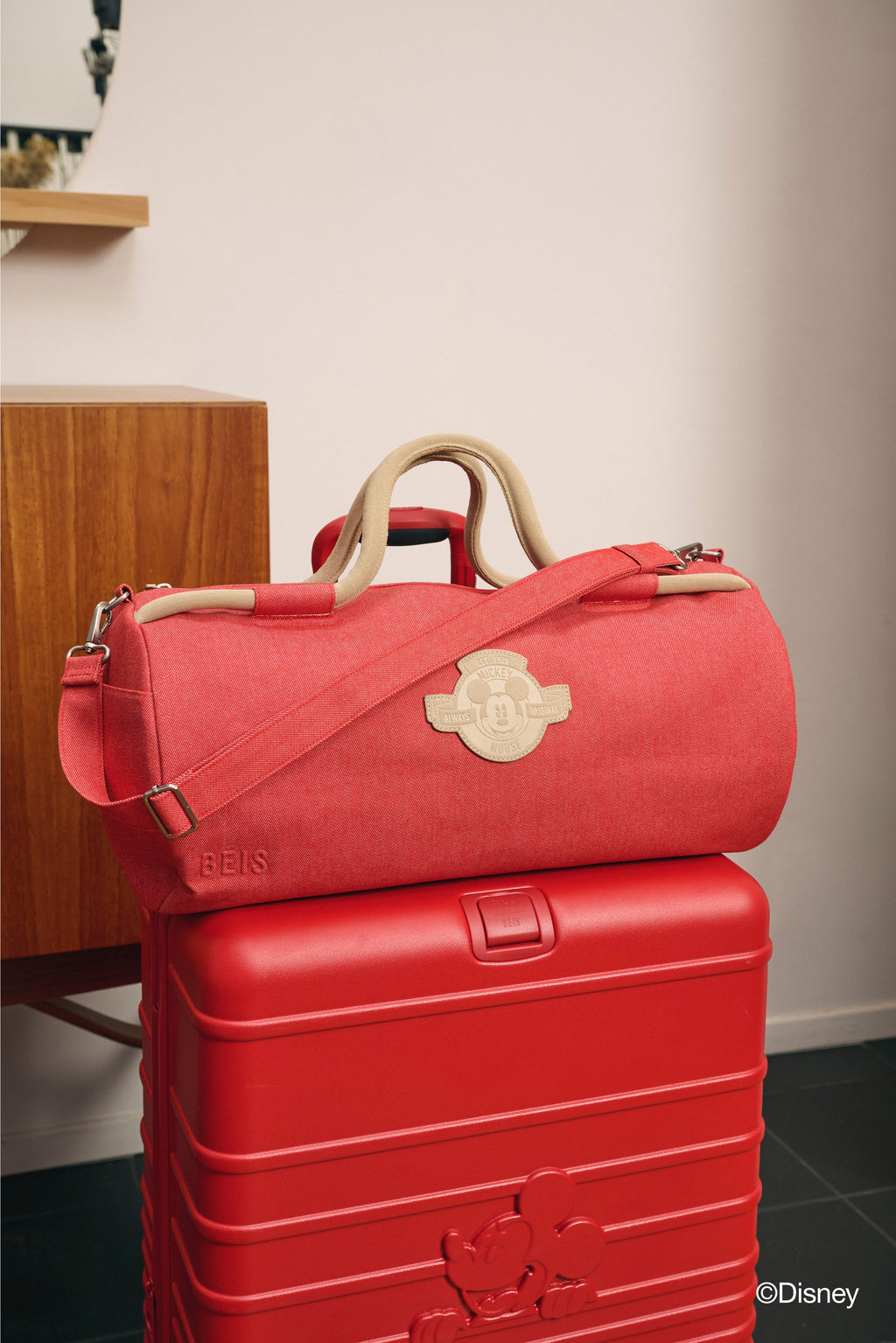 The Disney Large Duffle in Red Jeans