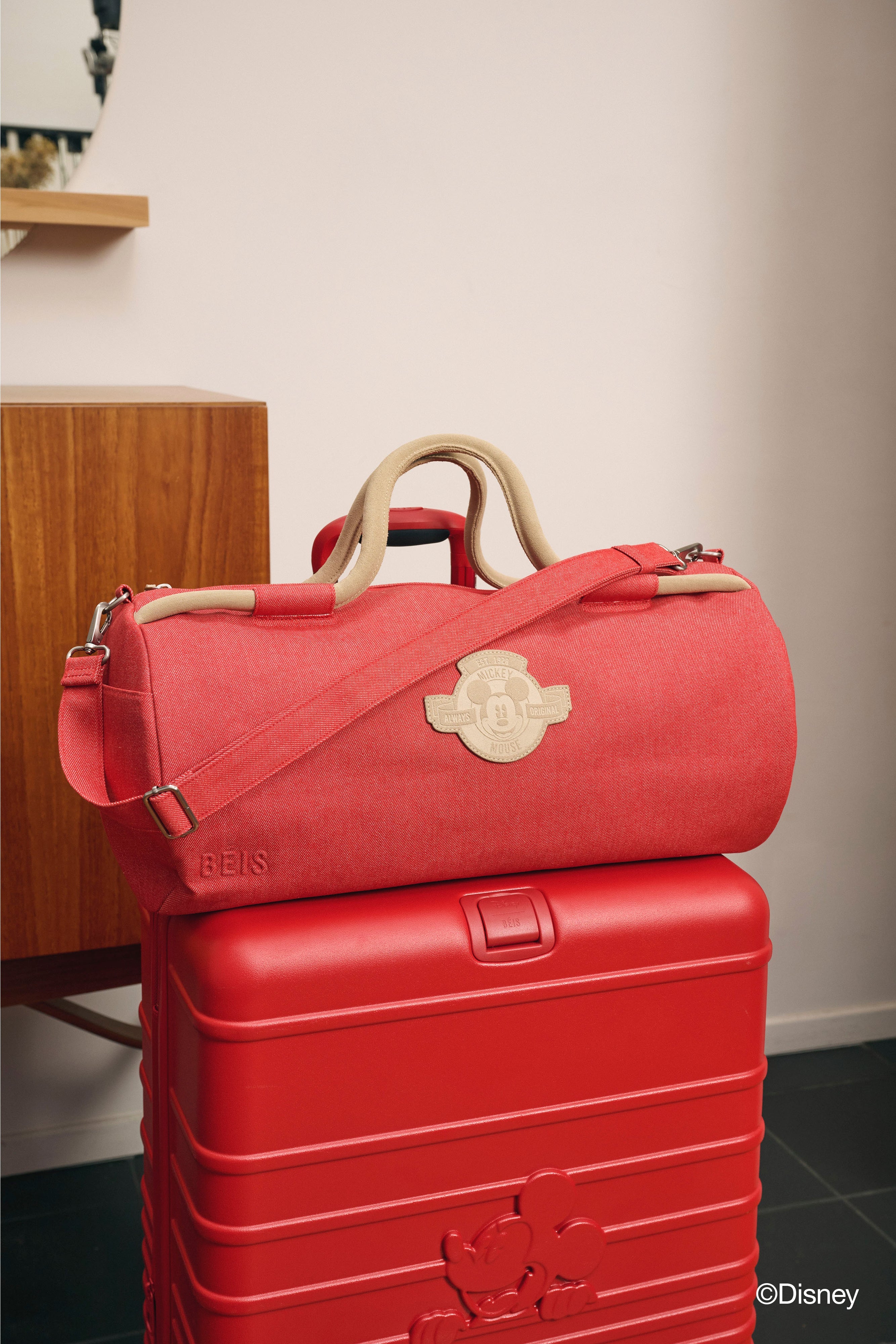 The Disney Large Duffle in Red Jeans