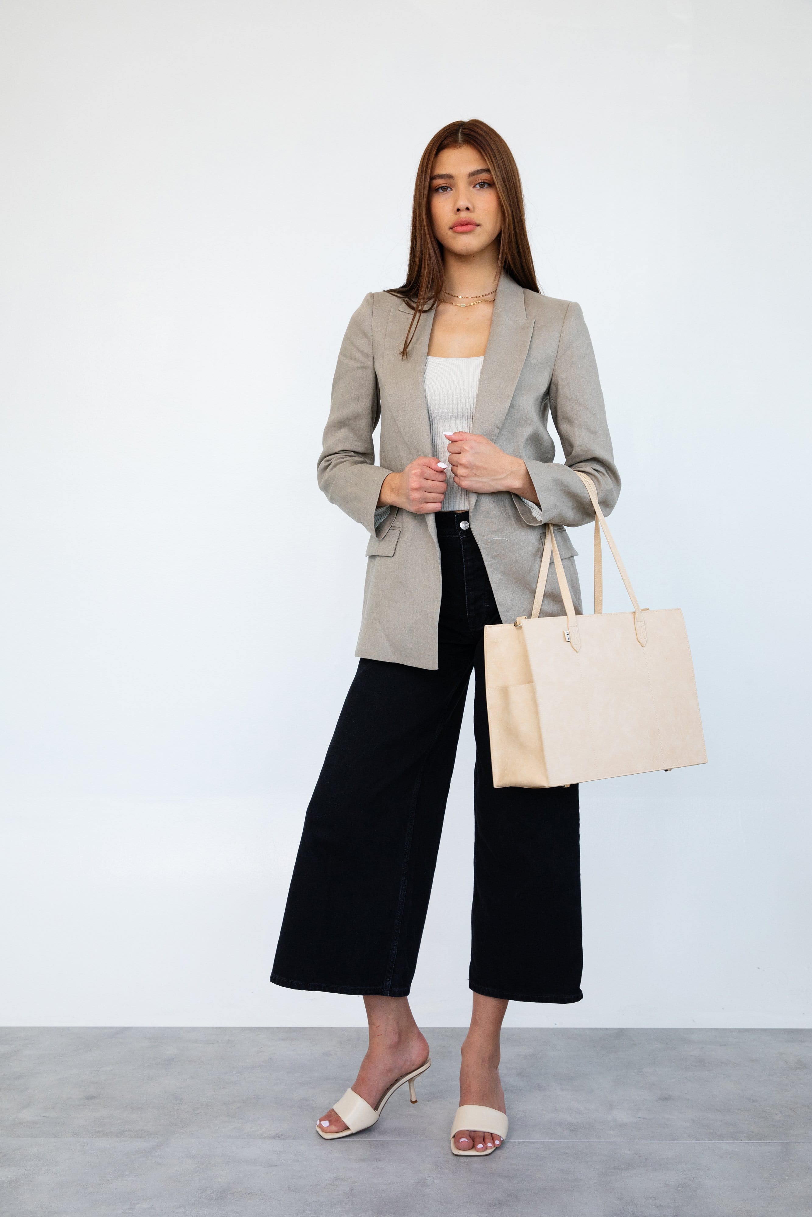 The Work Tote in Beige
